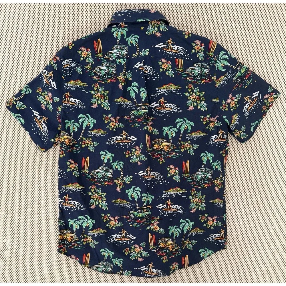 The Gap Mens Hawaiian Print Short Sleeve Stretch Button Down Shirt Size Medium